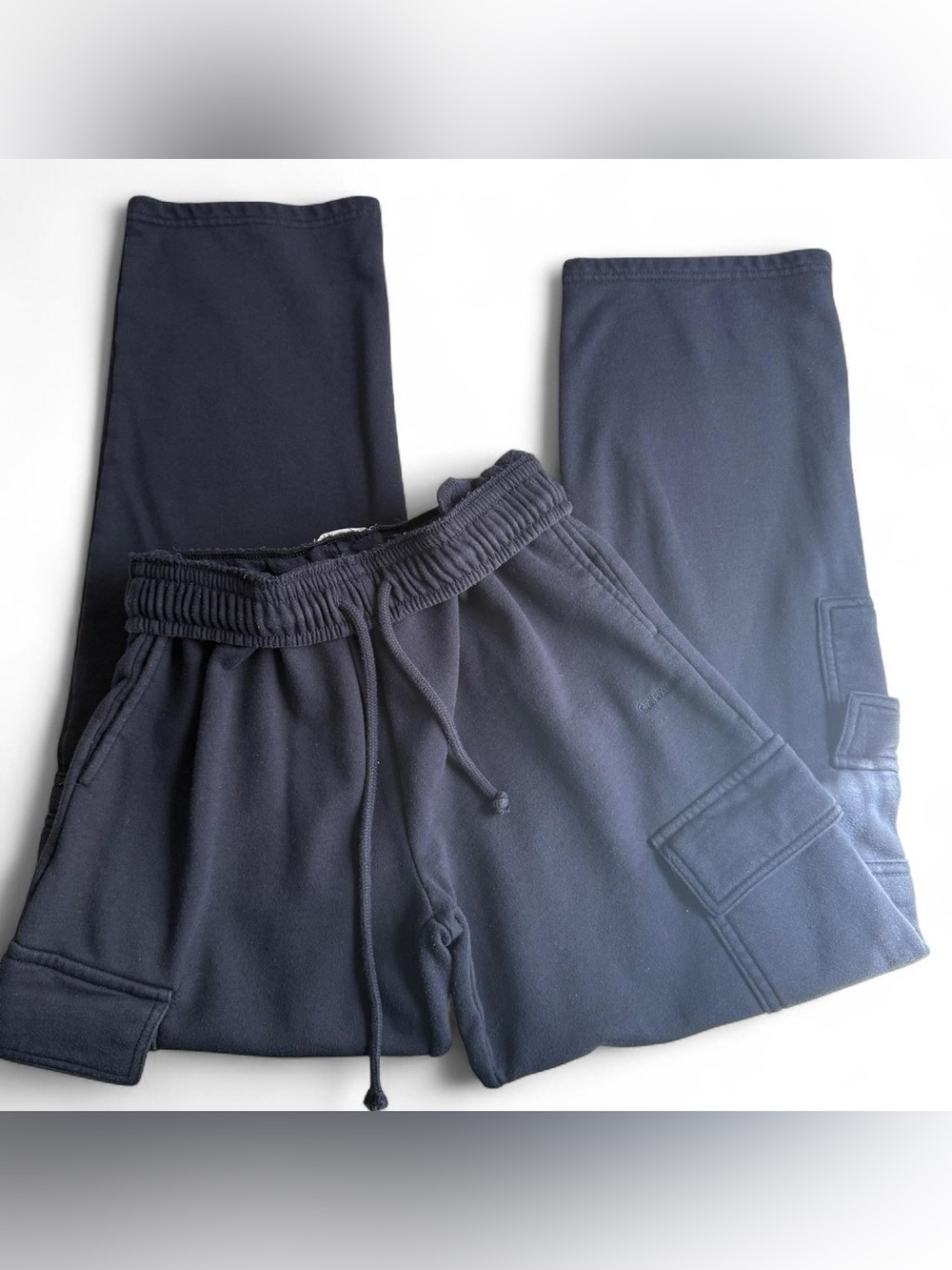 Navy Cargo Sweatpants with Drawstring Waist